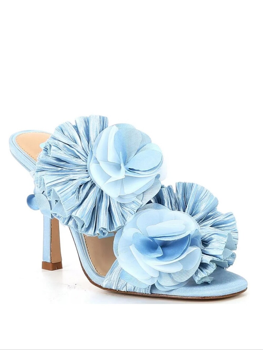 Gianni Bini Hardaway Ruffle Blue Flower Heeled sandals pastel women's sz 8.5 New